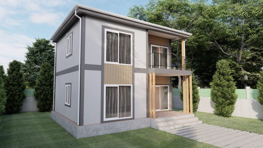 104 m² Çift Katlı Prefabrik Ev dış cephe görünümü