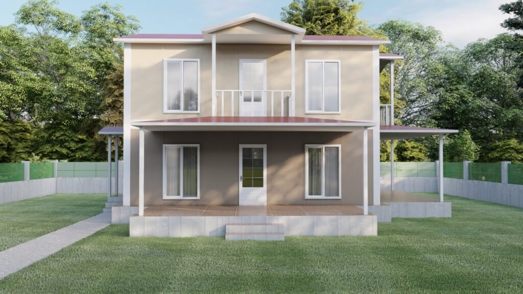 155 m² Çift Katlı Prefabrik Ev dış cephe görünümü